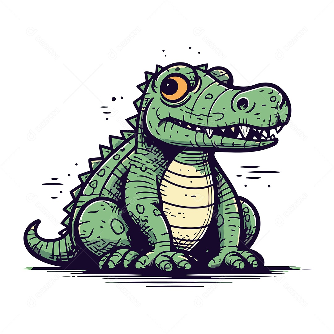 Crocodilo de Desenho Animado Ilustração Vetor EPS