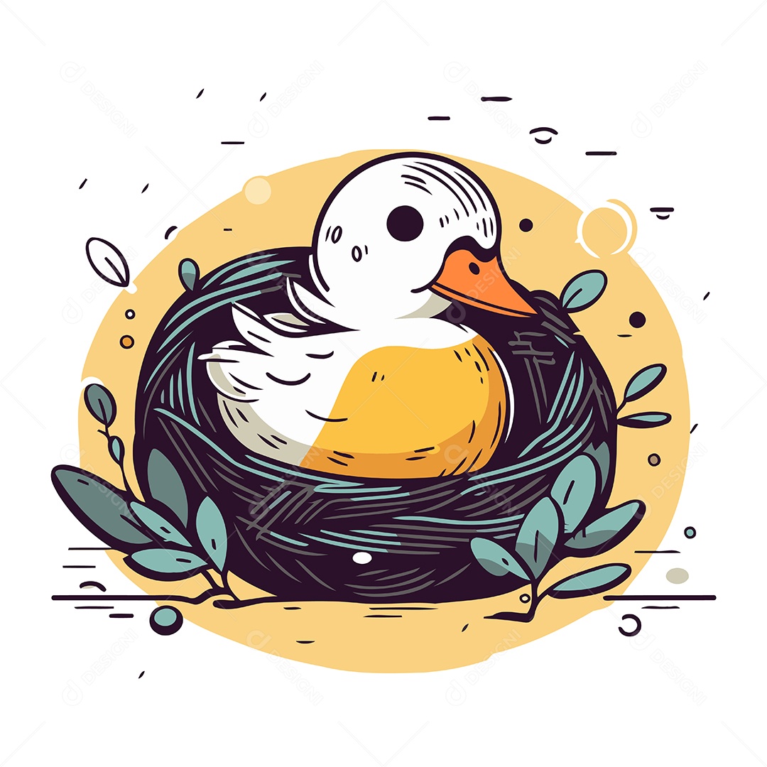 Pato em um Ninho Ilustração Vetor EPS