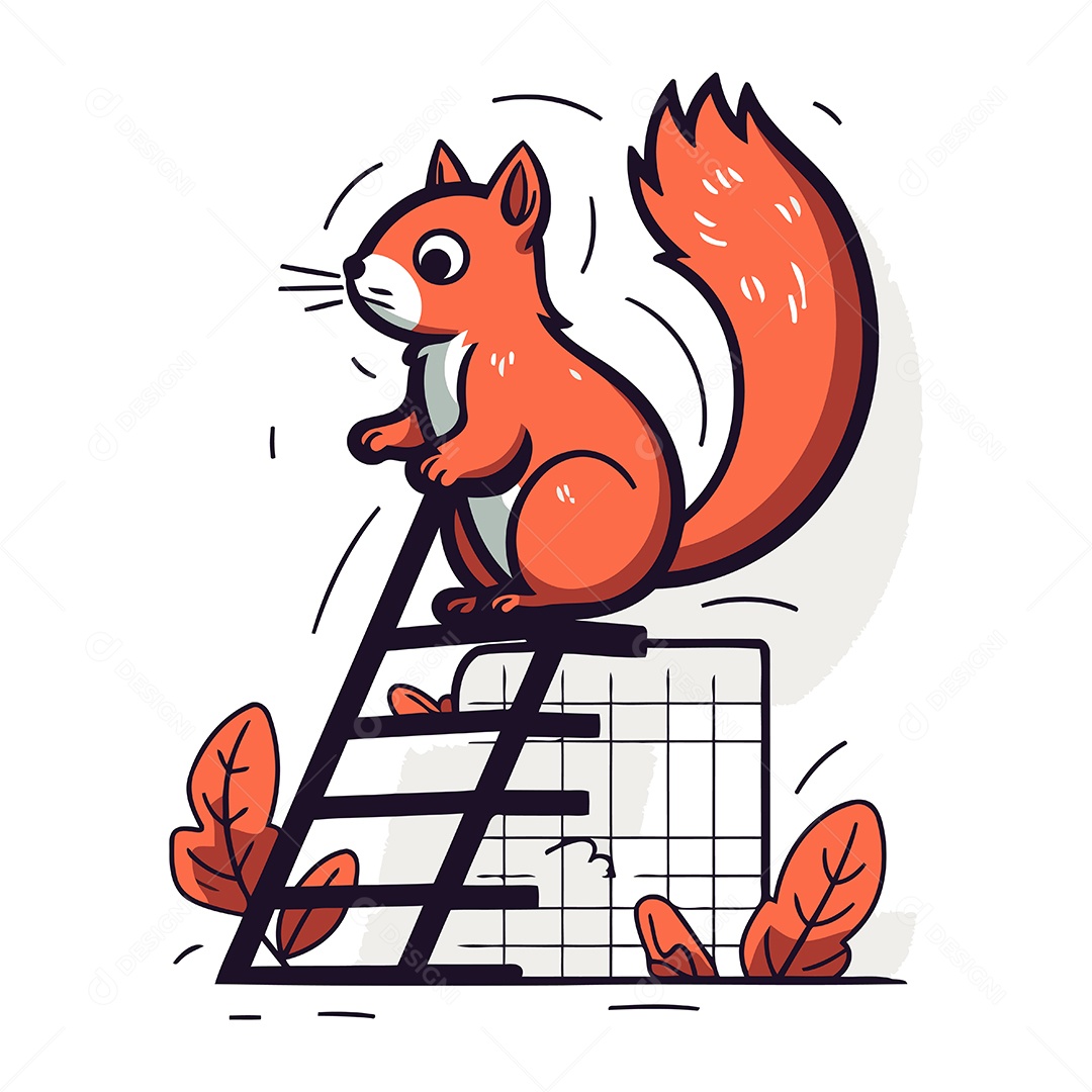 Esquilo em uma Escada Ilustração Vetor EPS