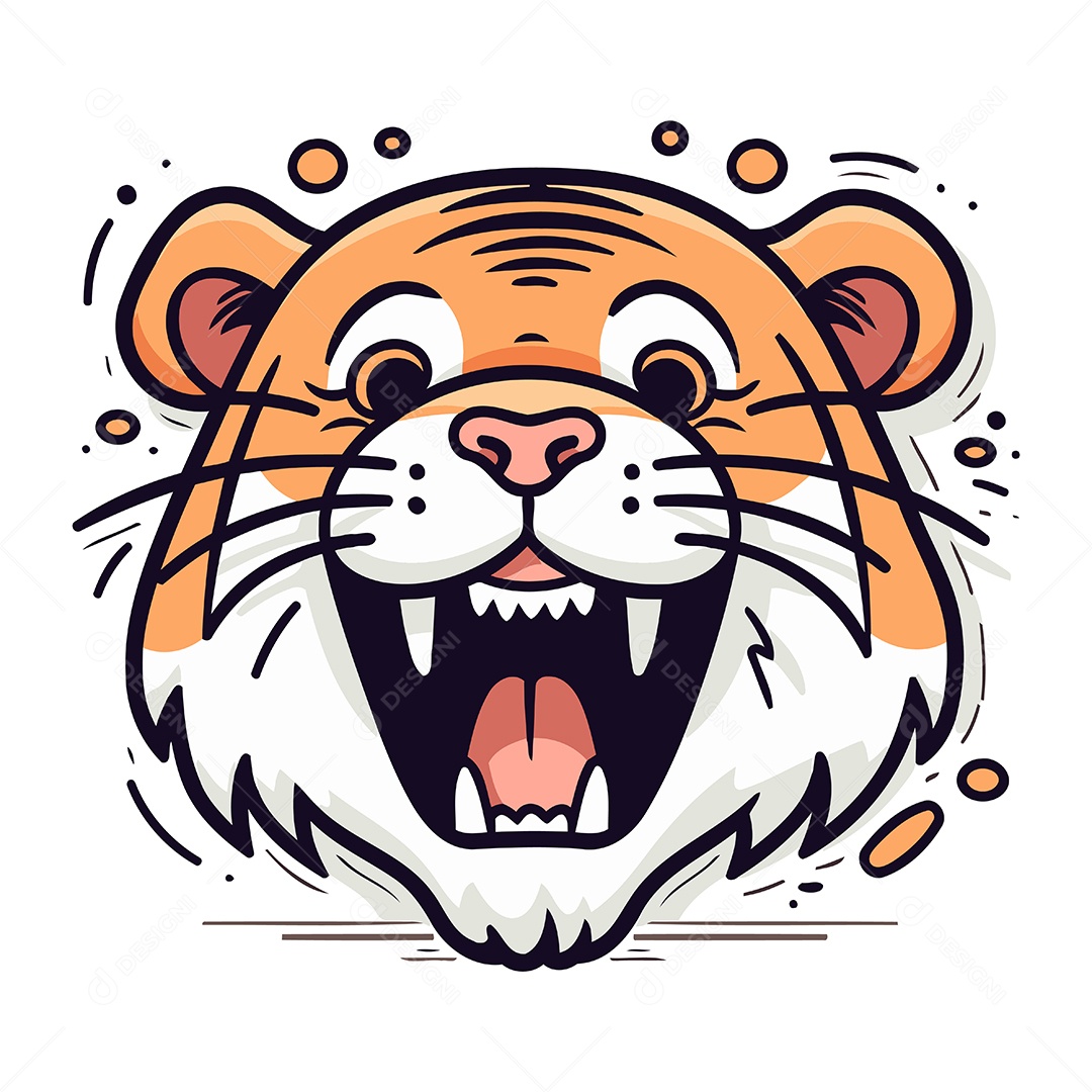 Cabeça de Tigre Desenho Animado Ilustração Vetor EPS