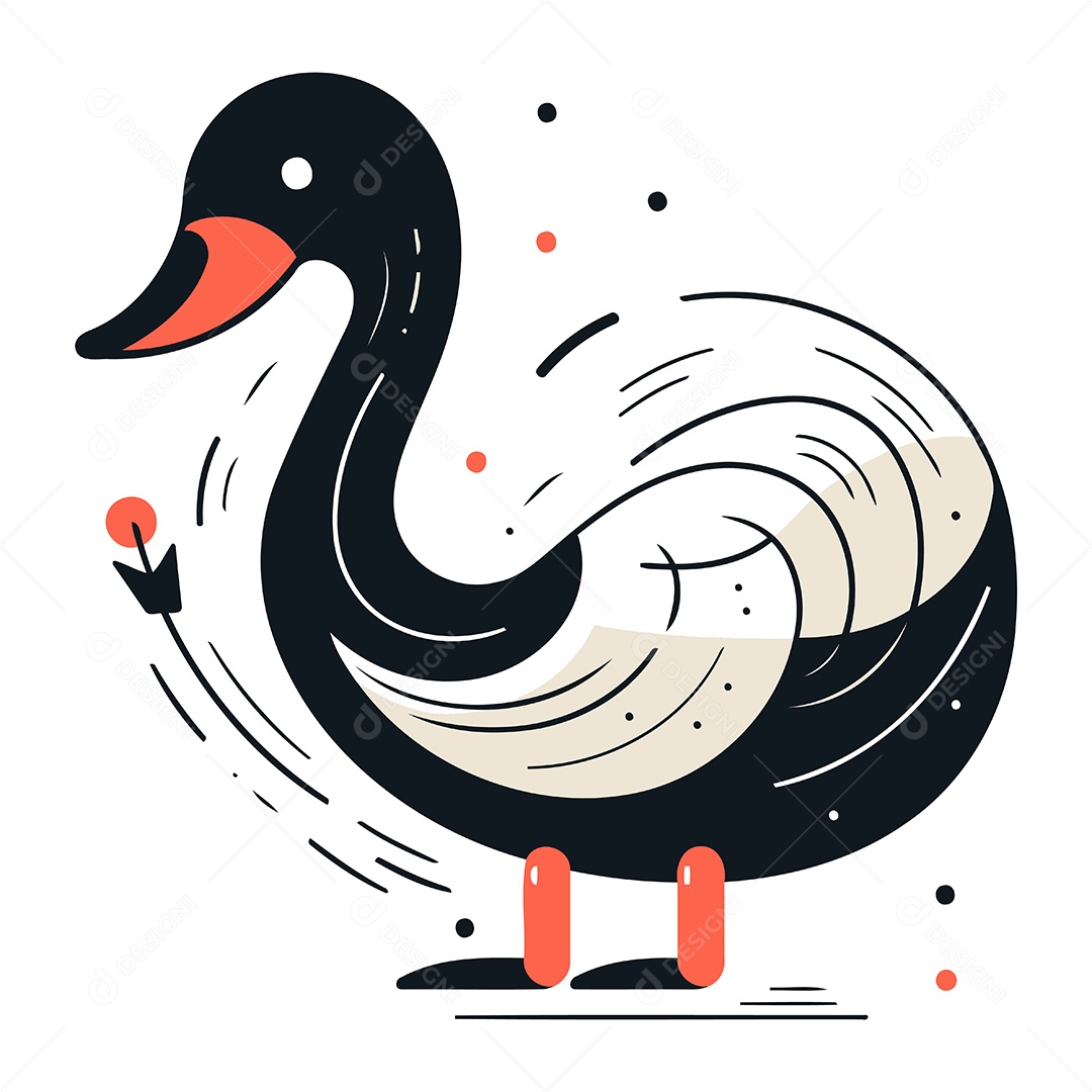 Cisne de Desenho Animado Ilustração Vetor EPS