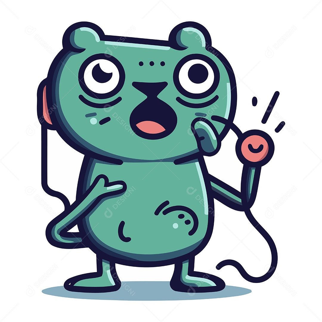 Sapo Fofo com Microfone Ilustração Vetor EPS