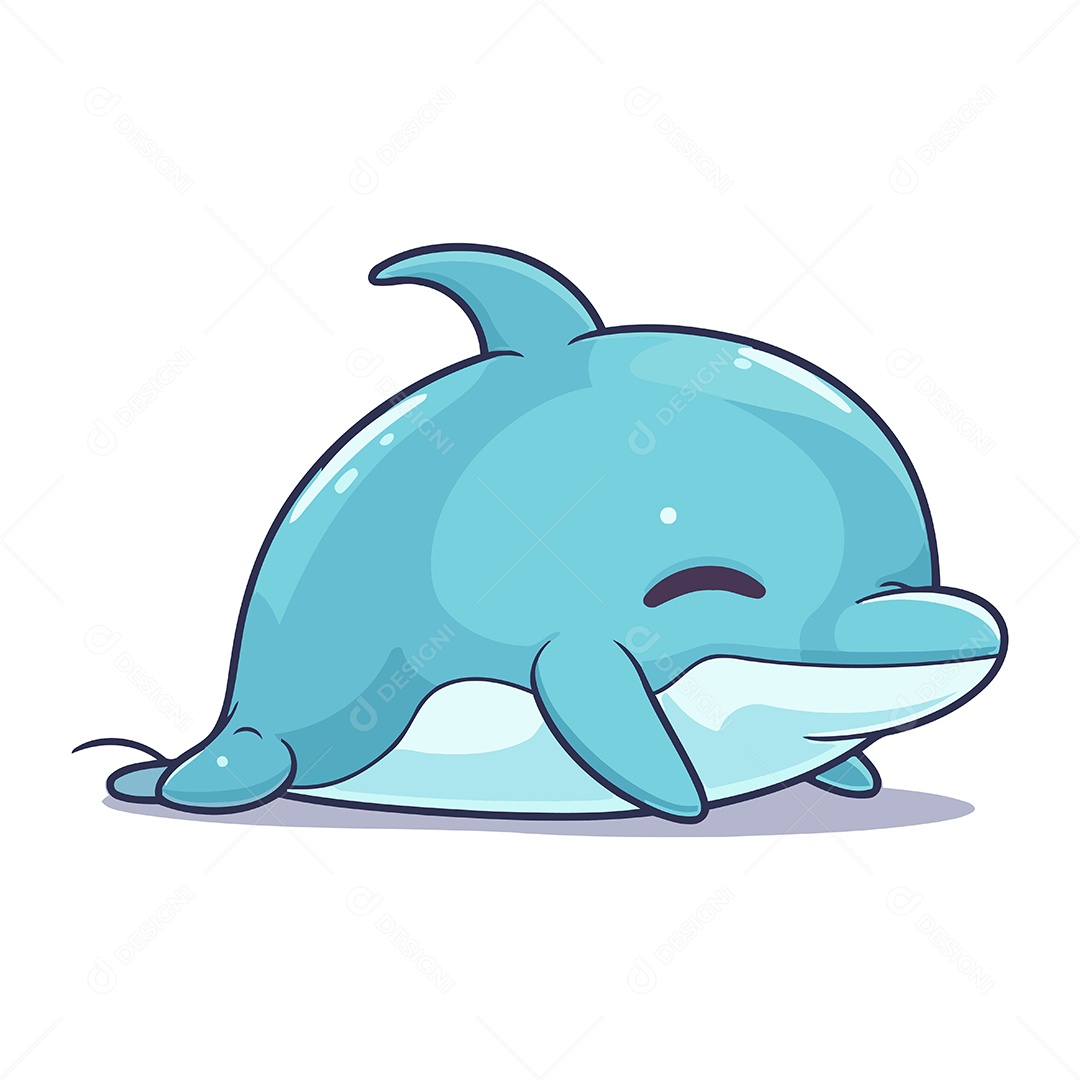 Baleia Azul de Desenho Animado Ilustração Vetor EPS