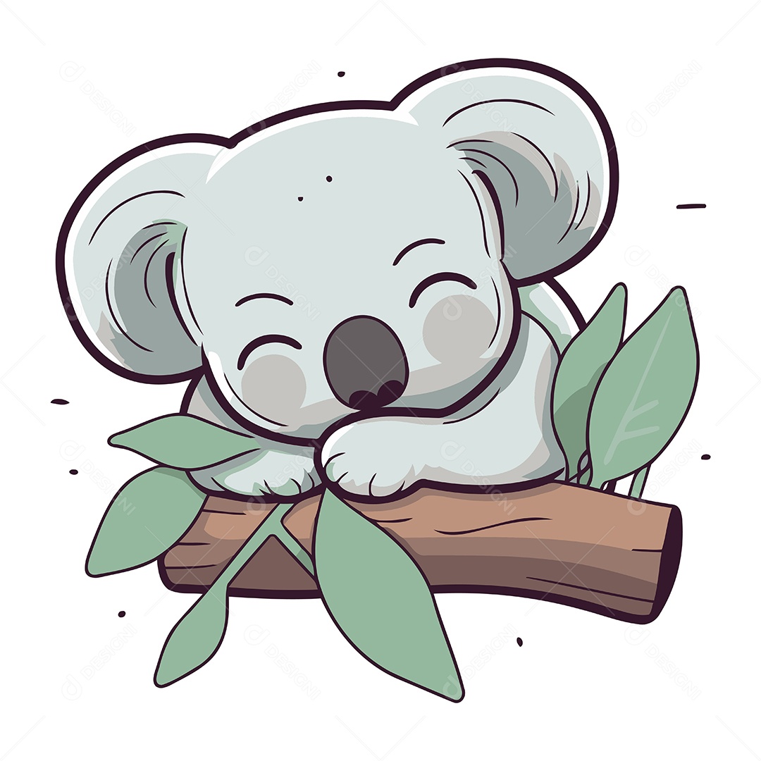 Coala Dormindo em um Galho Ilustração Vetor EPS