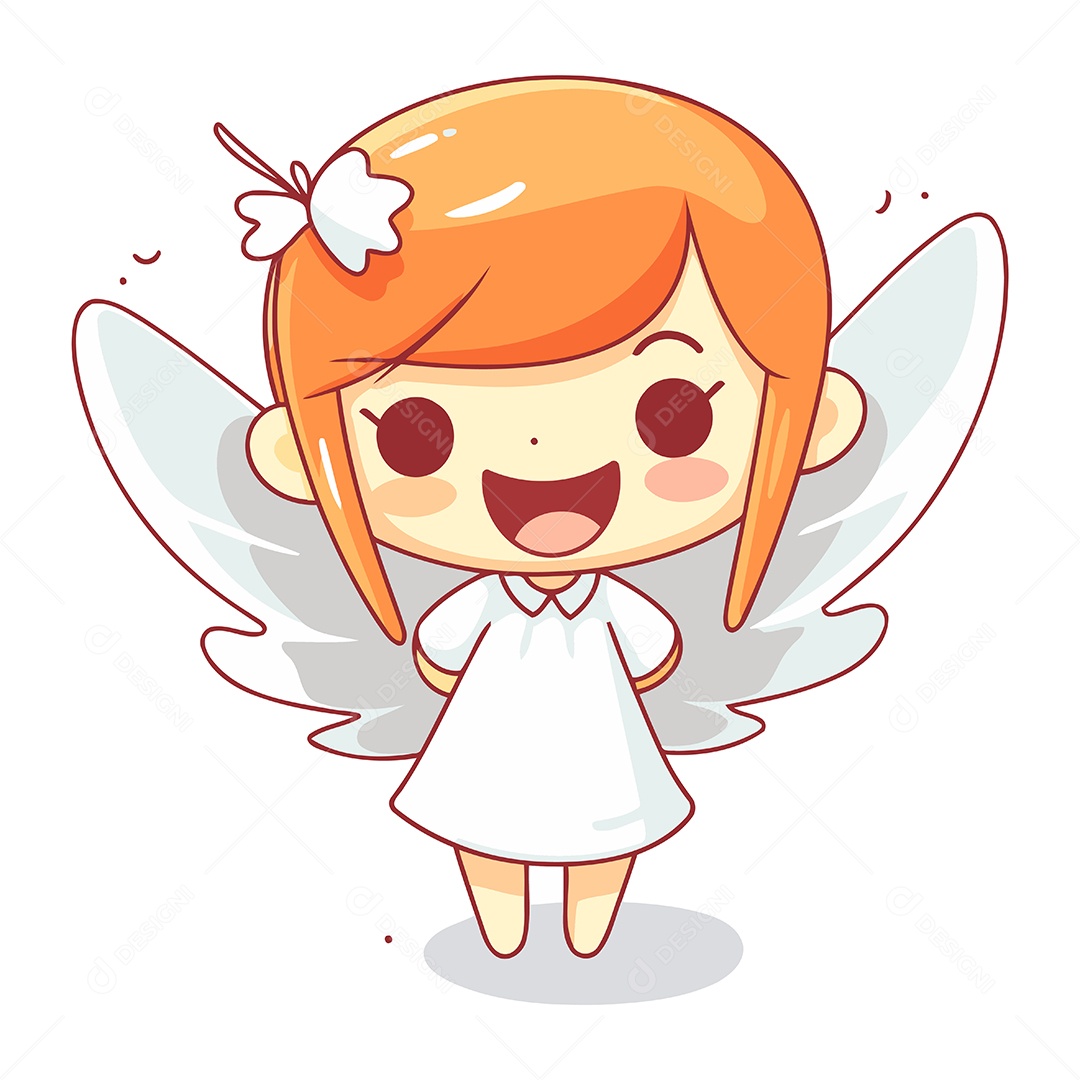 Fada Fofa de Desenho Animado Ilustração Vetor EPS