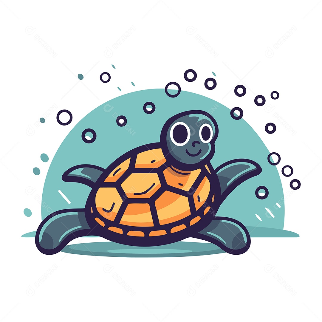 Tartaruga Marinha de Desenho Animado Ilustração Vetor EPS