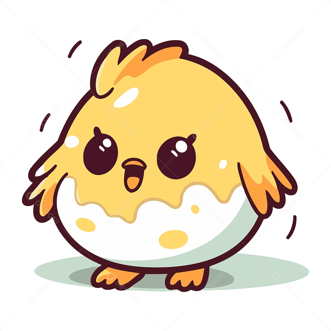 Pintinho Fofo de Desenho Animado Ilustração Vetor EPS