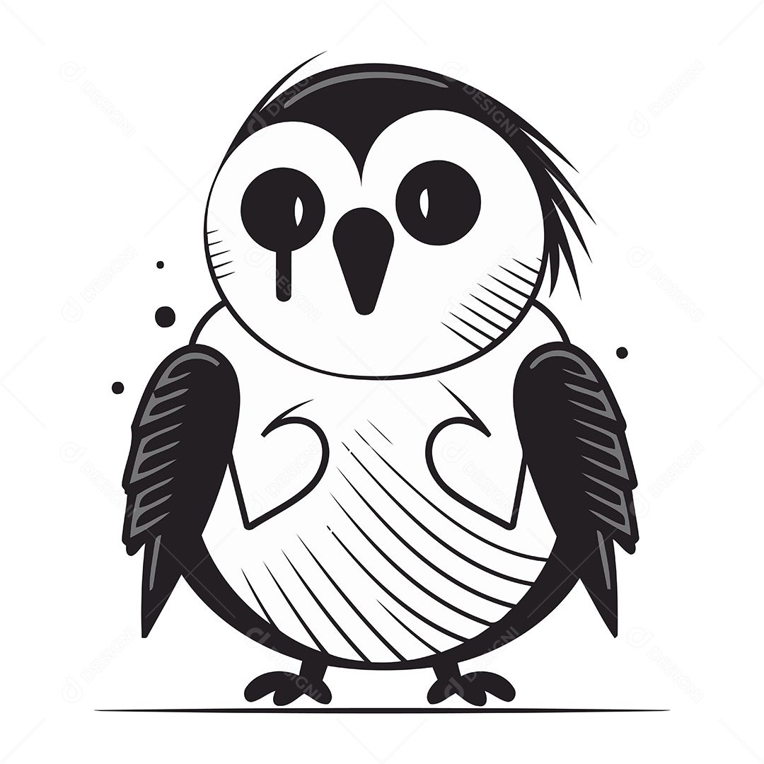 Coruja de Desenho Animado Fofa Ilustração Vetor EPS