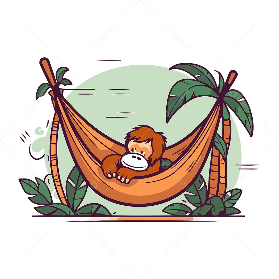 Macaco em uma Rede Ilustração Vetor EPS