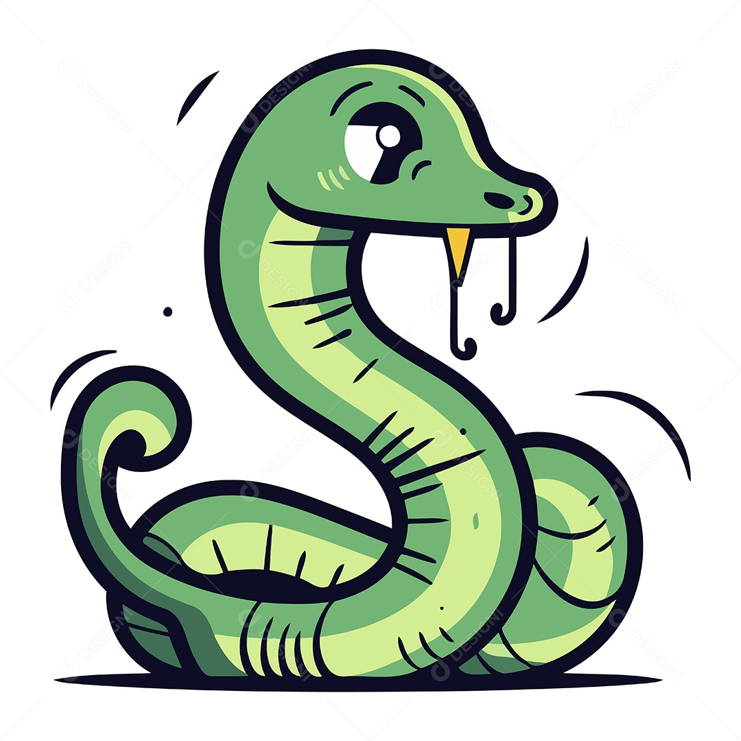 Cobra Fofa de Desenho Animado Ilustração Vetor EPS