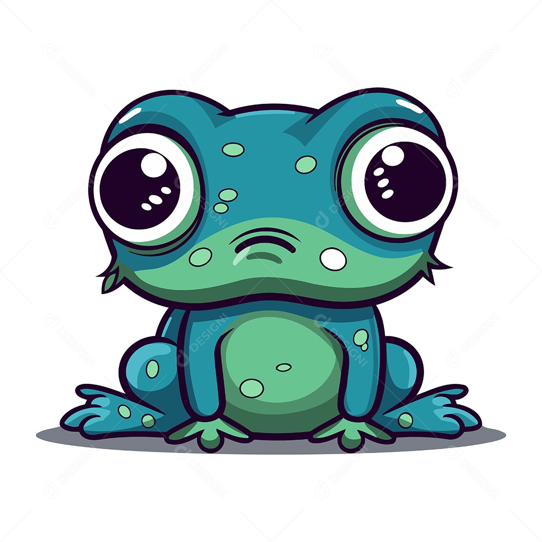 Sapo Fofo de Desenho Animado Ilustração Vetor EPS