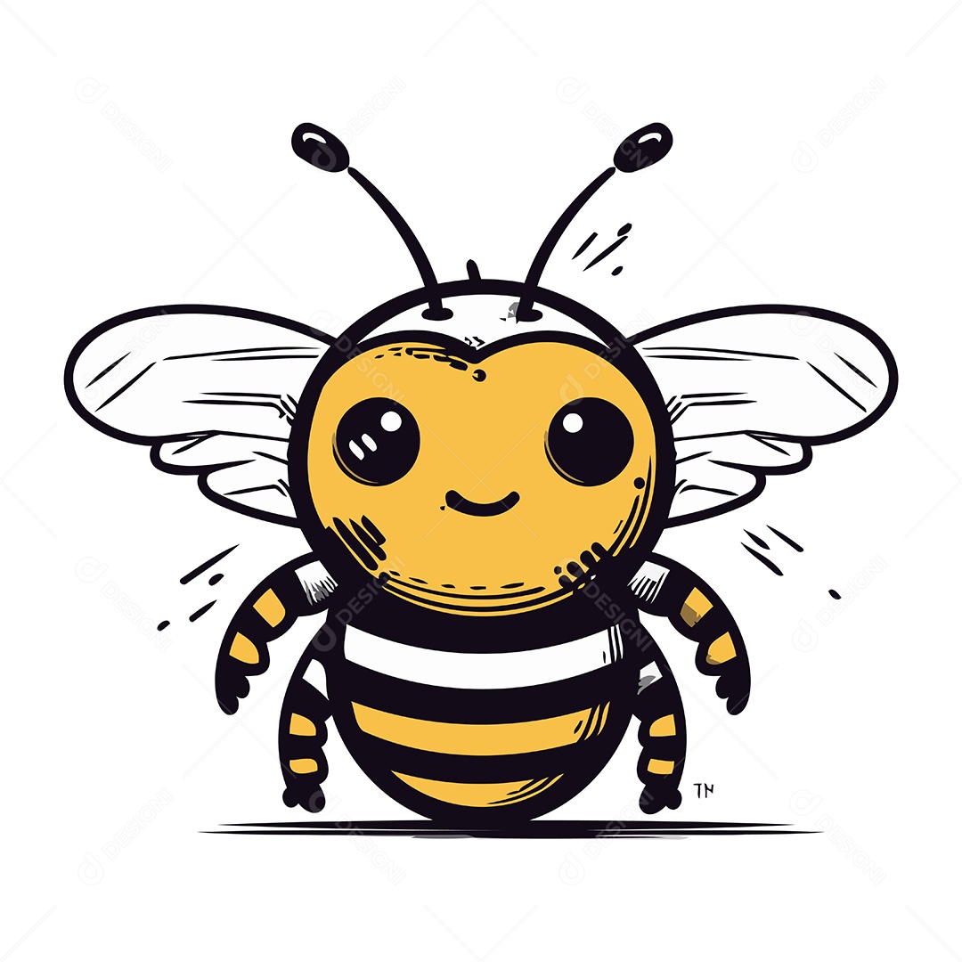 Abelha Fofa de Desenho Animado Ilustração Vetor EPS