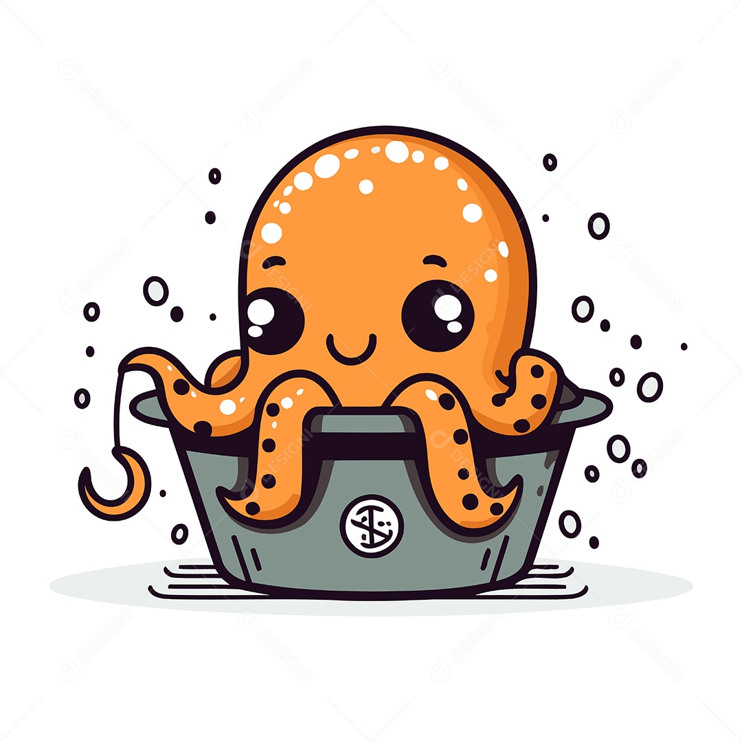Polvo Fofo de Desenho Animado Ilustração Vetor EPS