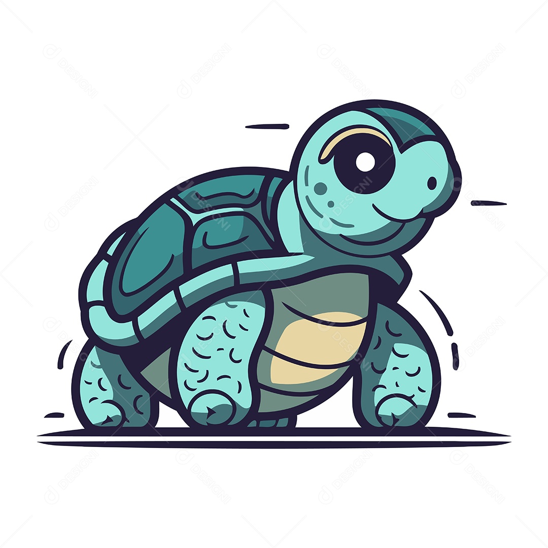Tartaruga Fofa de Desenho Animado Ilustração Vetor EPS
