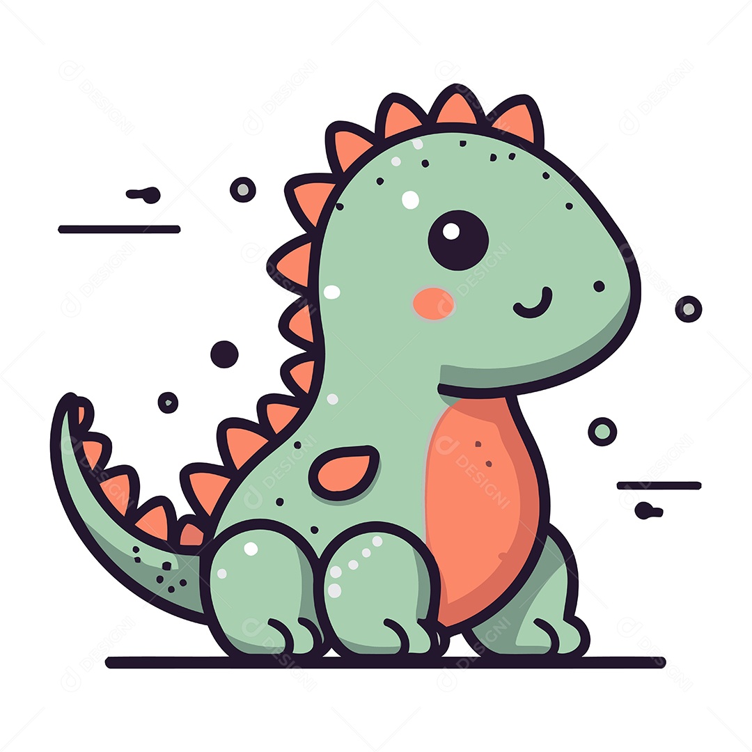 Dinossauro Fofo de Desenho Animado Ilustração Vetor EPS