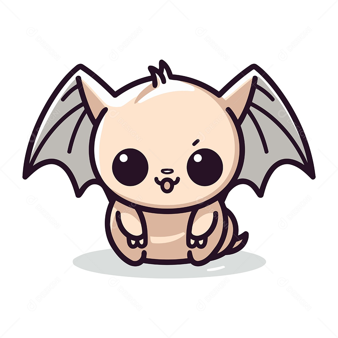Morcego Fofo de Desenho Animado Ilustração Vetor EPS