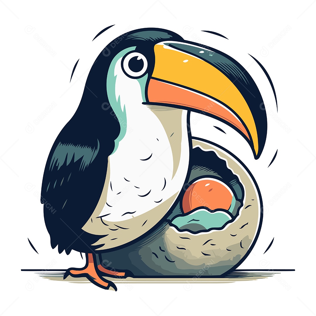 Tucano de Desenho Animado Ilustração Vetor EPS