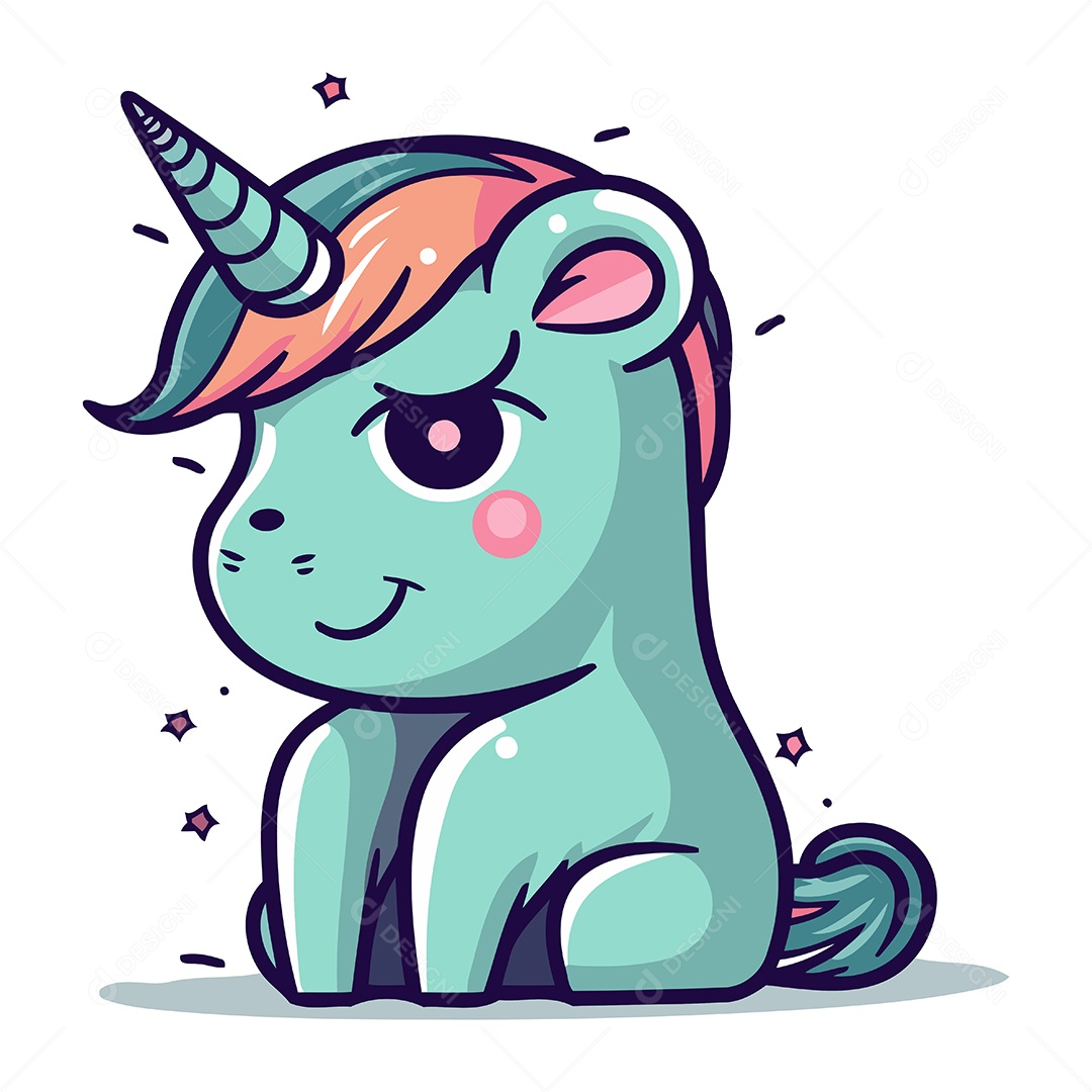 Unicórnio de Desenho Animado Ilustração Vetor EPS