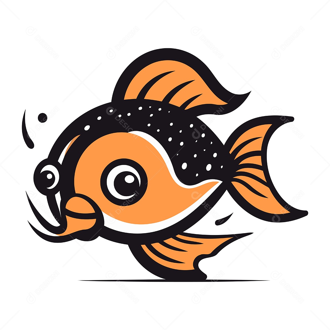 Peixe Fofo de Desenho Animado Ilustração Vetor EPS