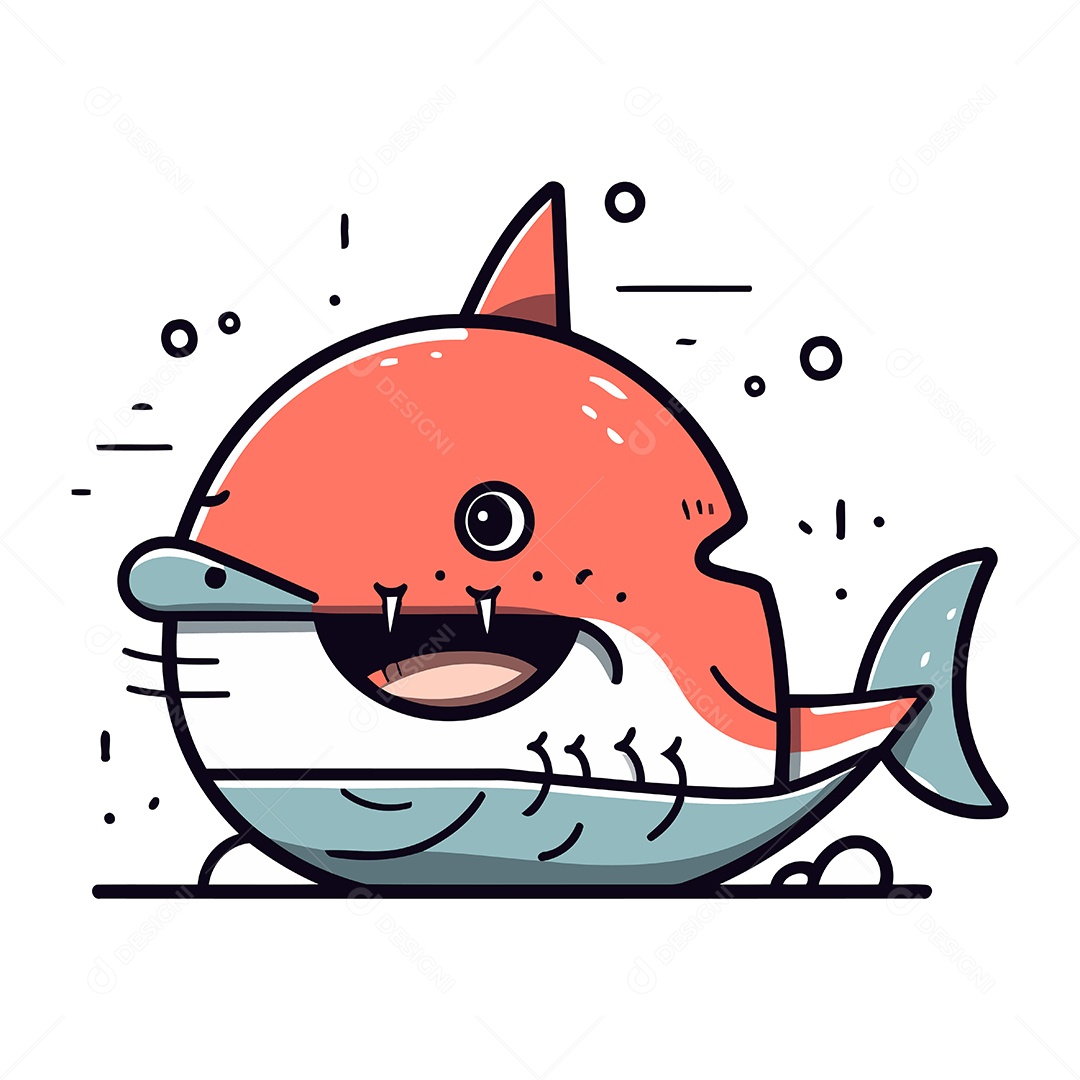 Tubarão de Desenho Animado Ilustração Vetor EPS