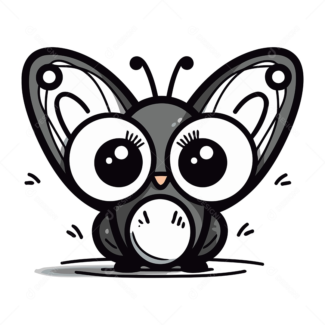Borboleta de Desenho Animado Ilustração Vetor EPS