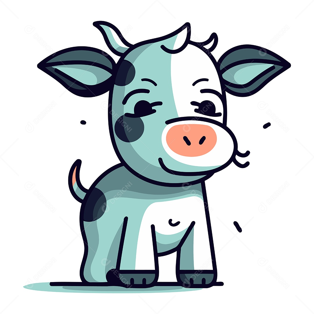 Vaca Fofa de Desenho Animado Ilustração Vetor EPS