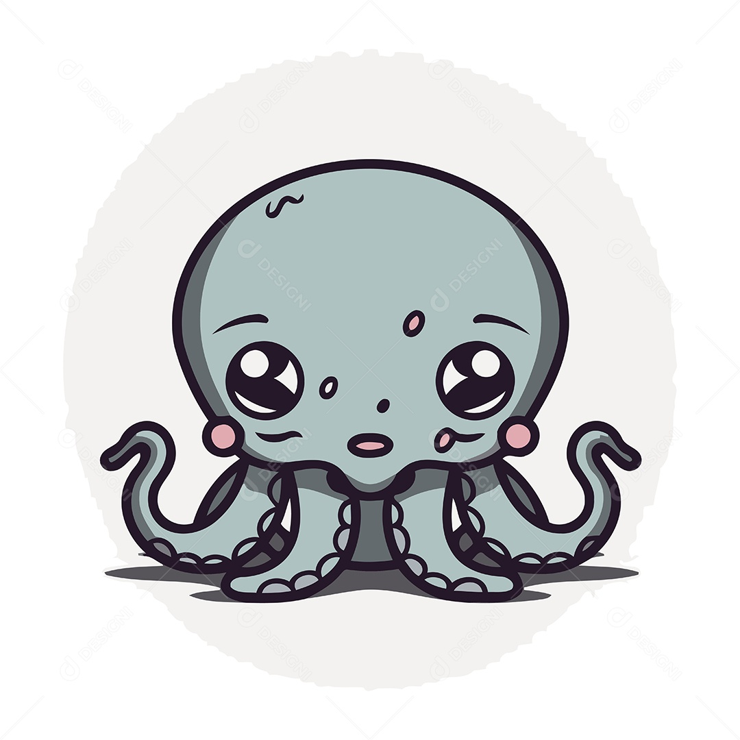 Polvo Fofo de Desenho Animado Ilustração Vetor EPS