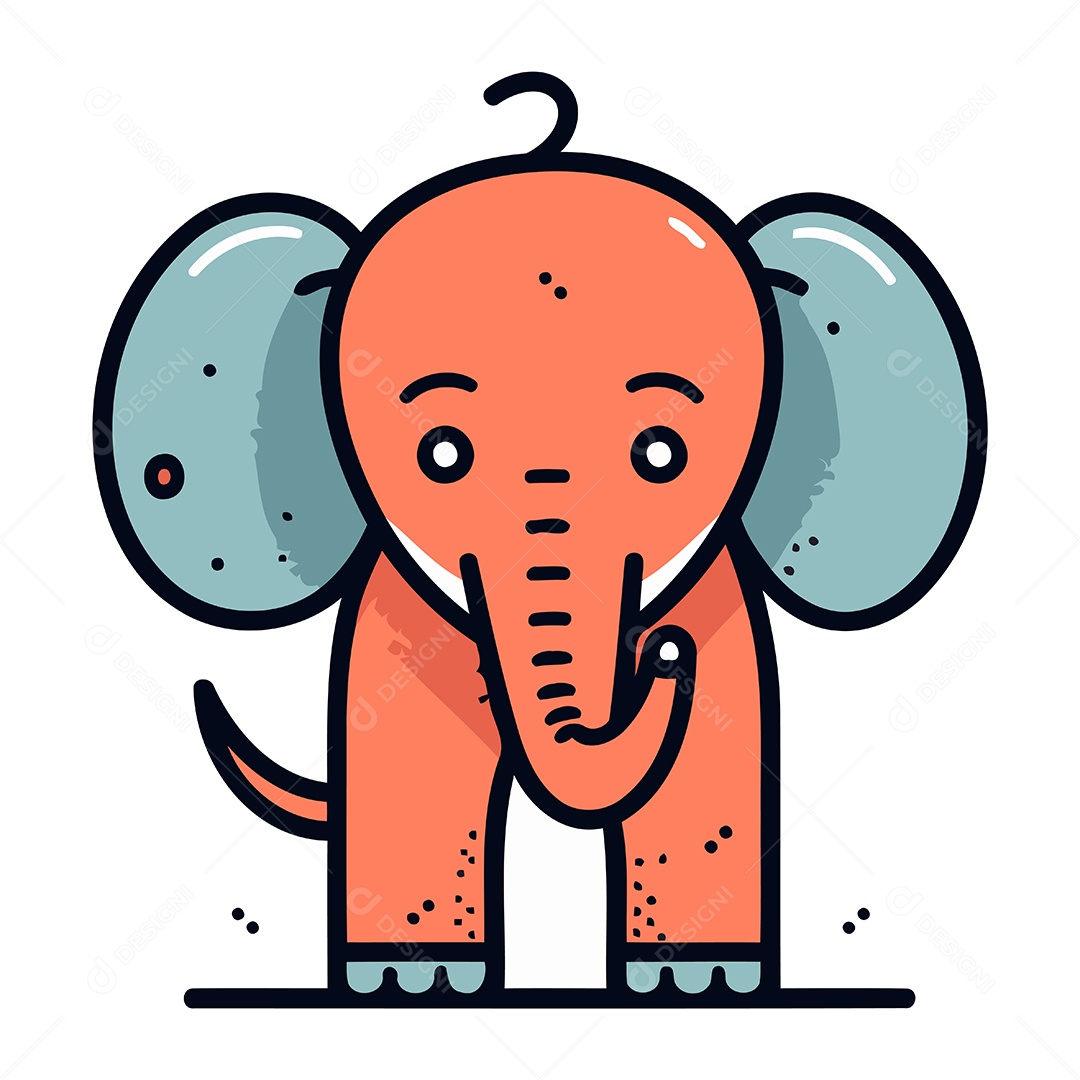 Elefante de Desenho Animado Ilustração Vetor EPS
