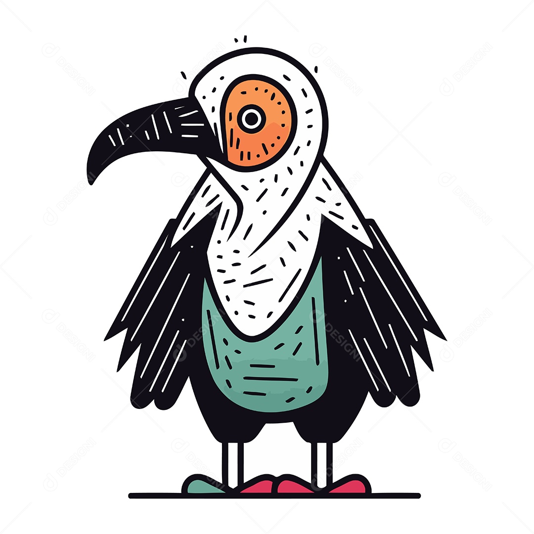 Abutre Fofo de Desenho Animado Ilustração Vetor EPS