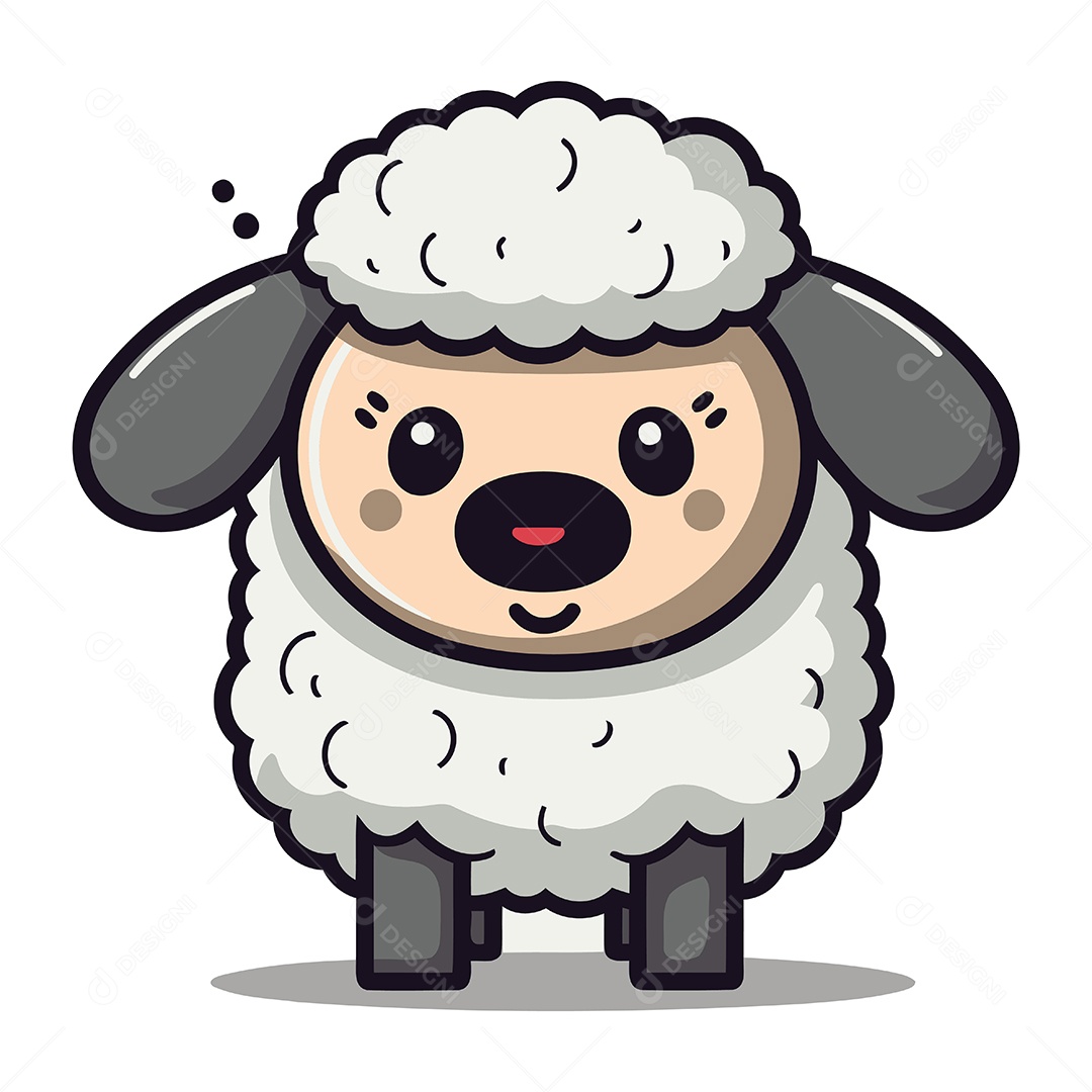 Ovelha Fofa de Desenho Animado Ilustração Vetor EPS