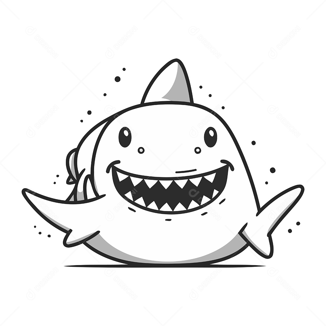 Tubarão de Desenho Animado Ilustração Vetor EPS