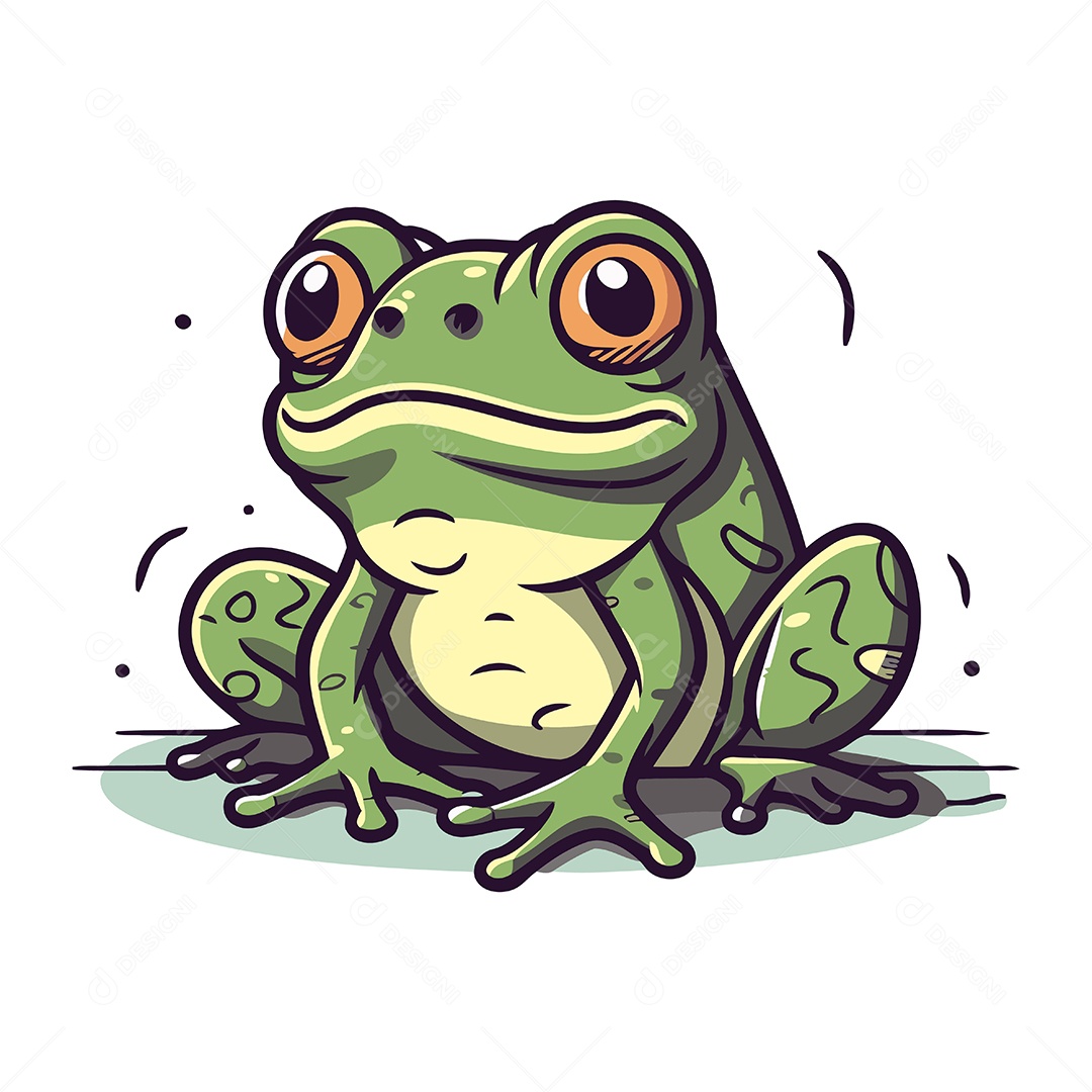 Sapo Fofo de Desenho Animado Ilustração Vetor EPS