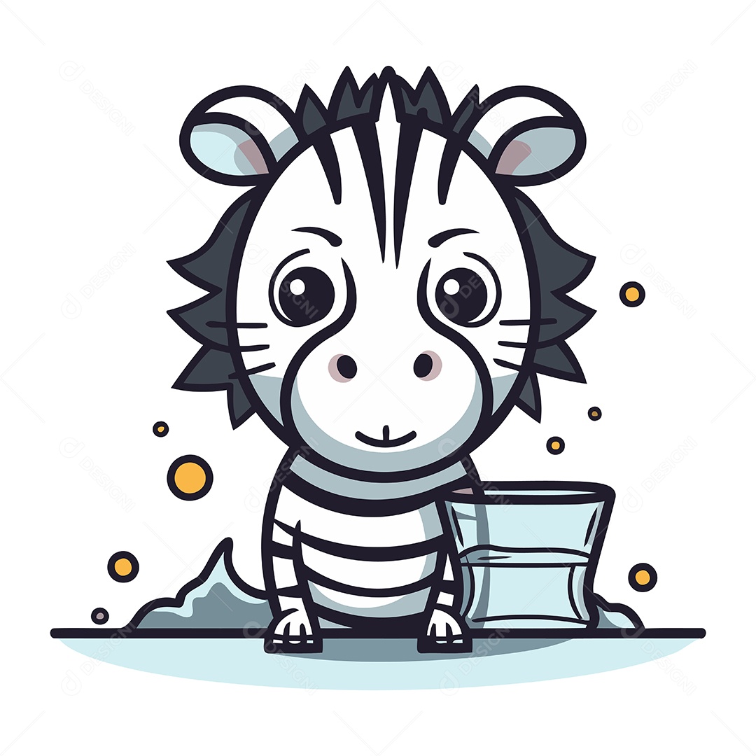 Zebra Fofa de Desenho Animado Ilustração Vetor EPS