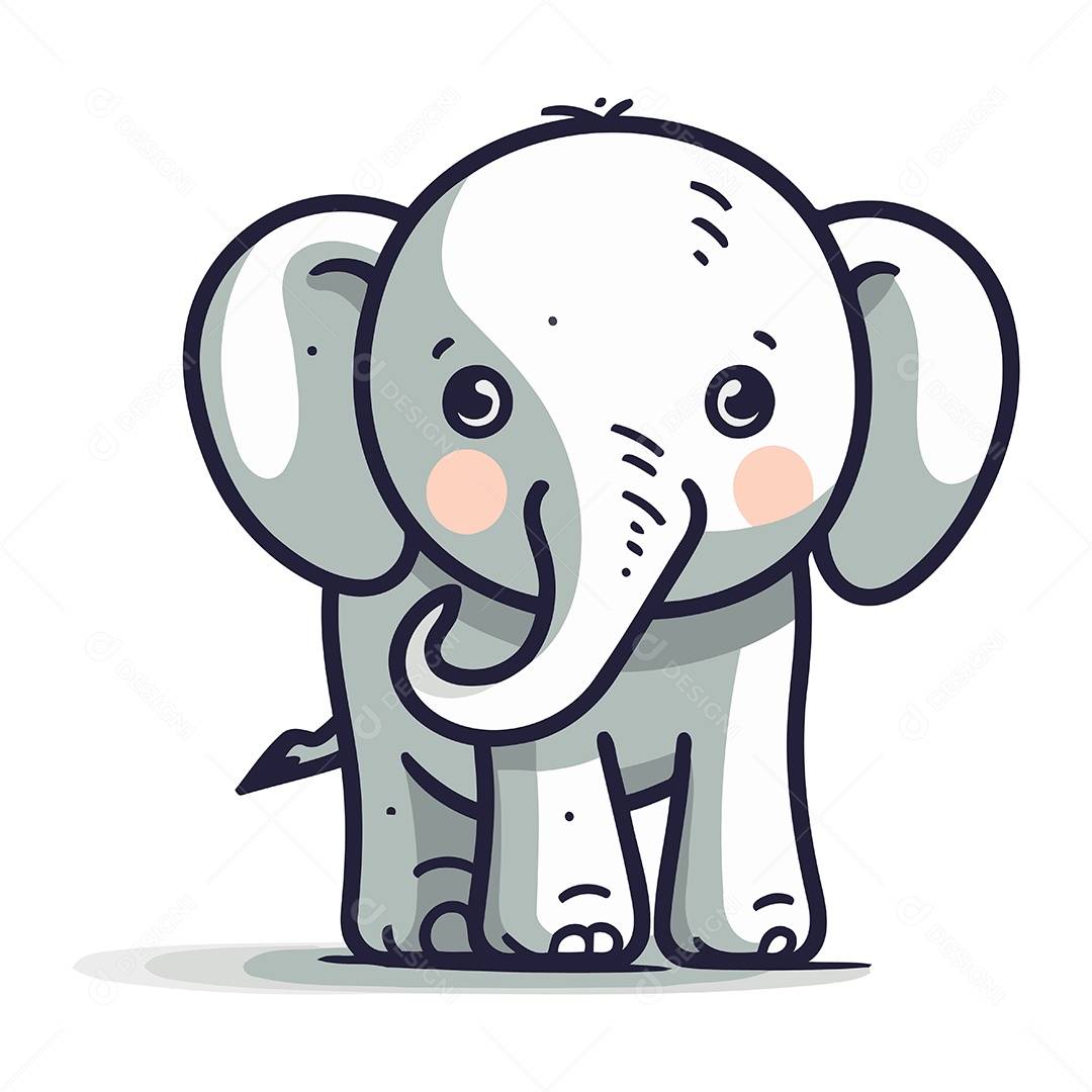 Elefante Fofo de Desenho Animado Ilustração Vetor EPS