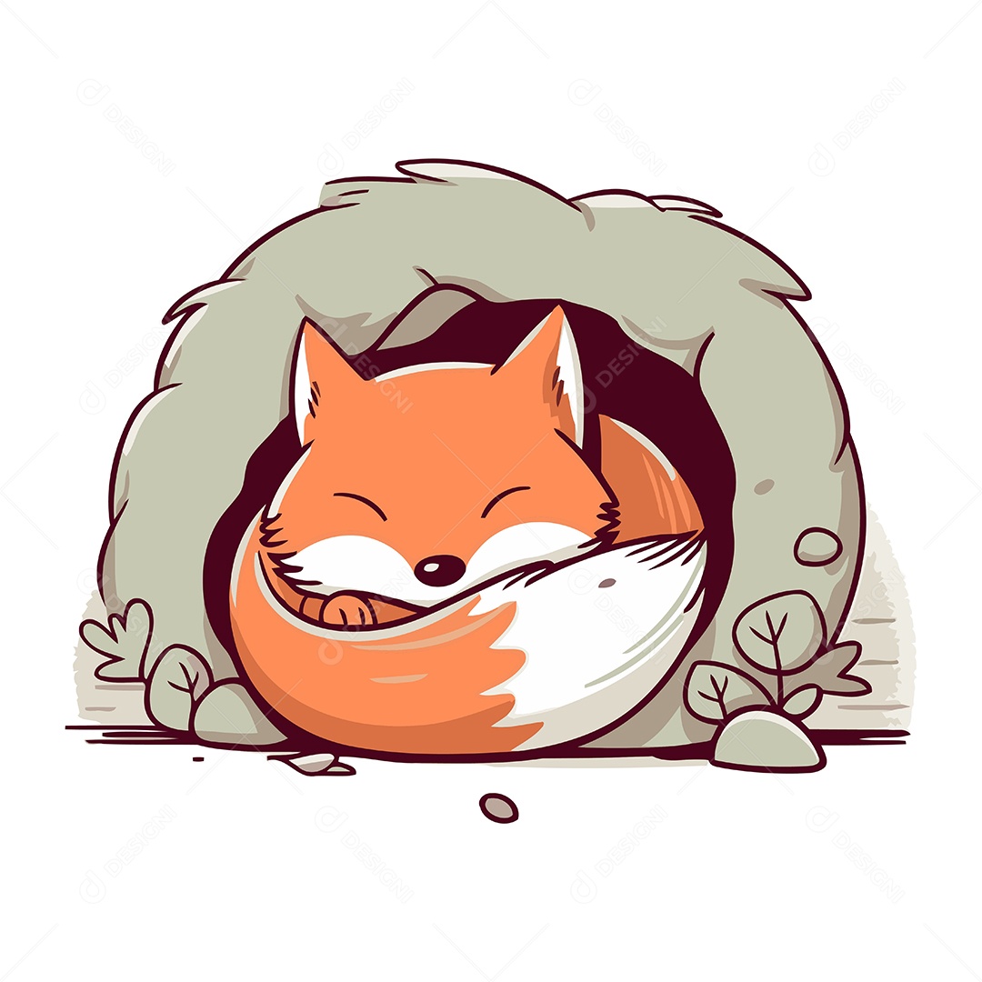 Raposa de Desenho Animado Ilustração Vetor EPS