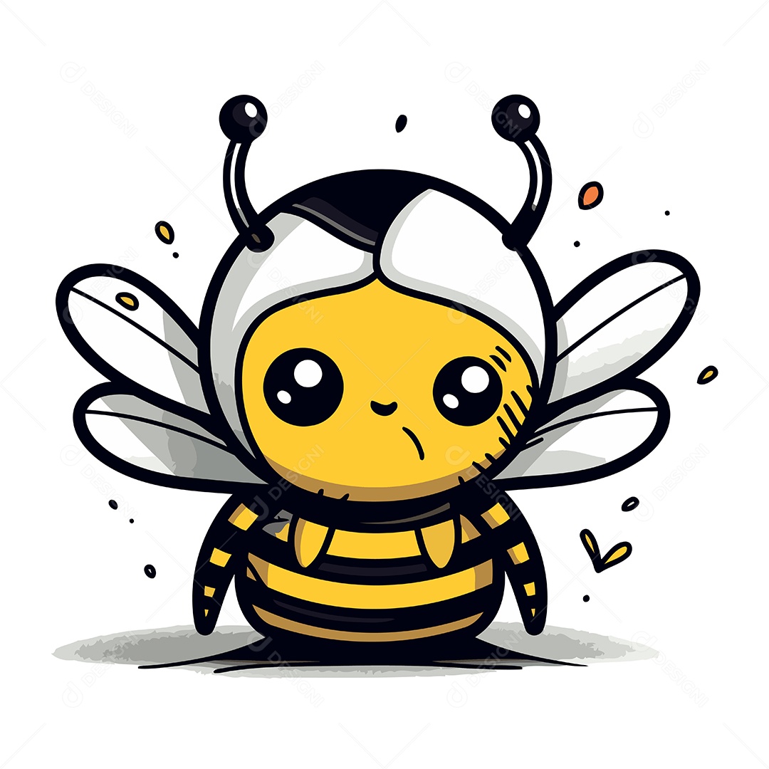 Abelha Fofa de Desenho Animado Ilustração Vetor EPS