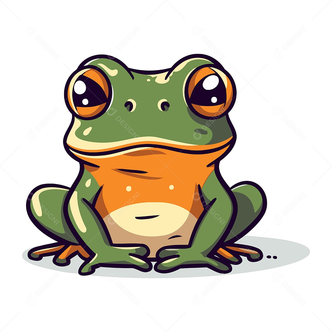 Sapo Fofo de Desenho Animado Ilustração Vetor EPS