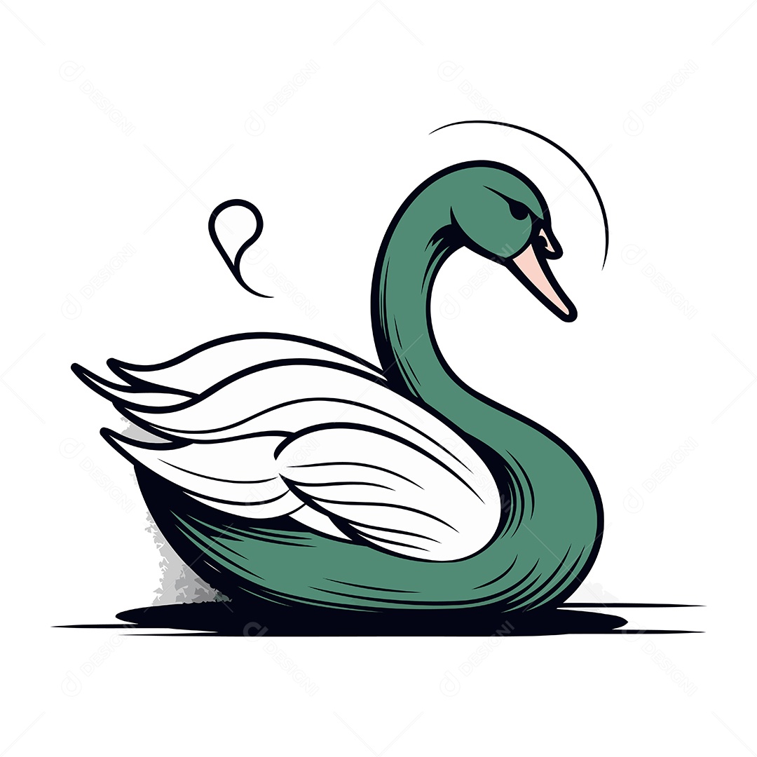 Cisne de Desenho Animado Ilustração Vetor EPS