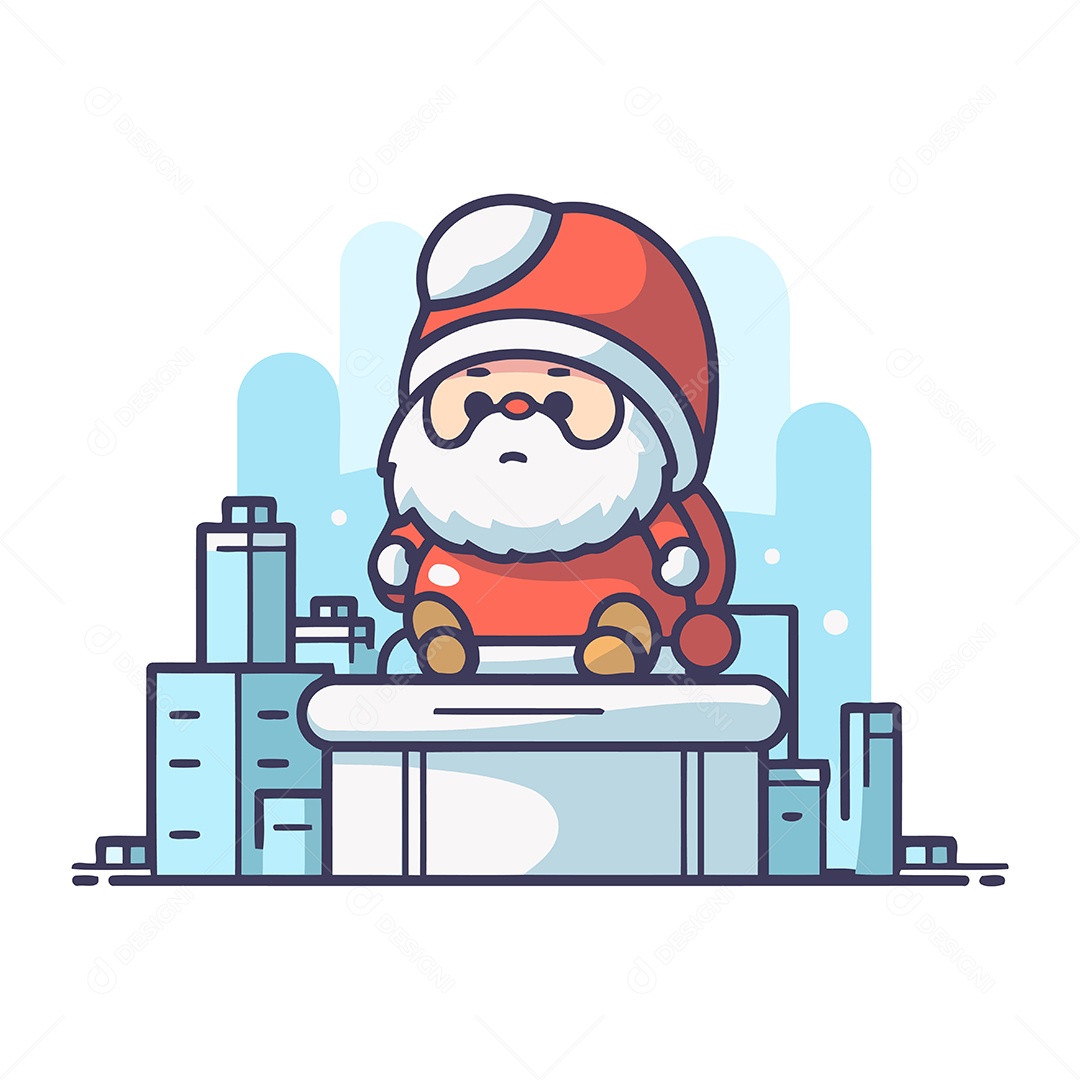 Papai Noel Sentado na Chaminé Ilustração Vetor EPS