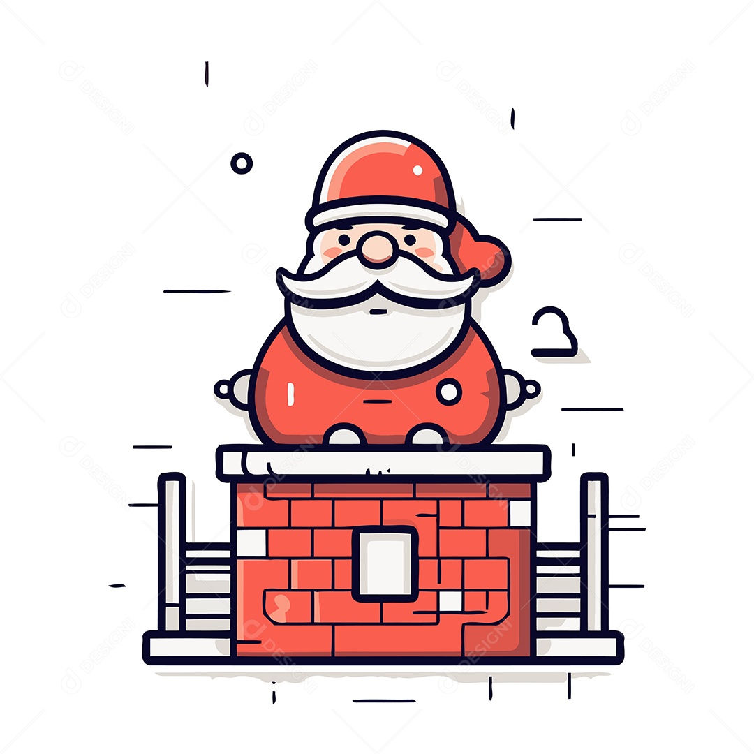 Papai Noel Sentado na Chaminé Ilustração Vetor EPS