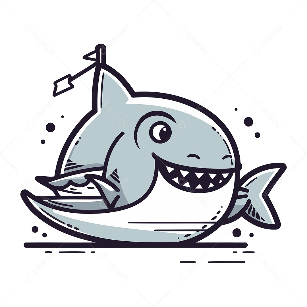 Tubarão de Desenho Animado Ilustração Vetor EPS