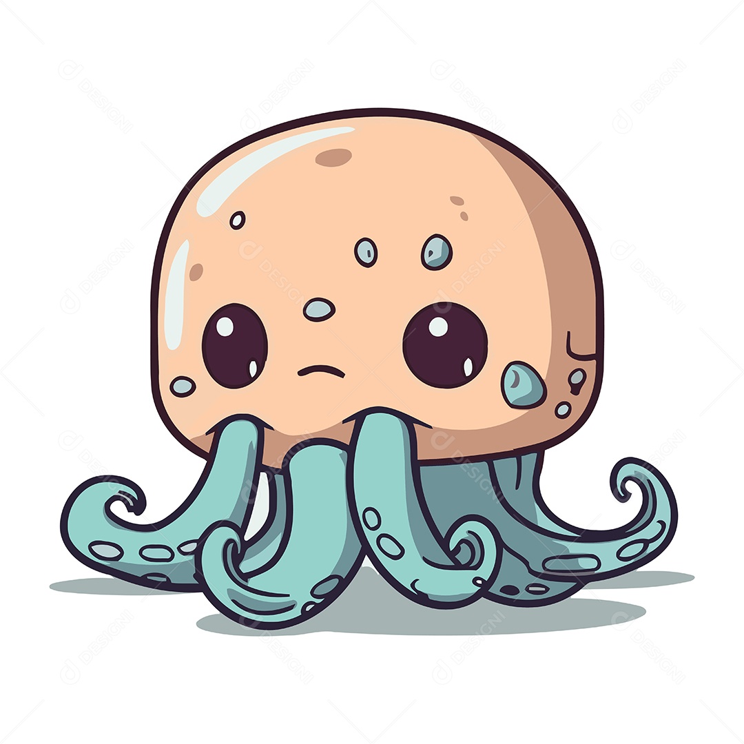 Polvo Fofo de Desenho Animado Ilustração Vetor EPS