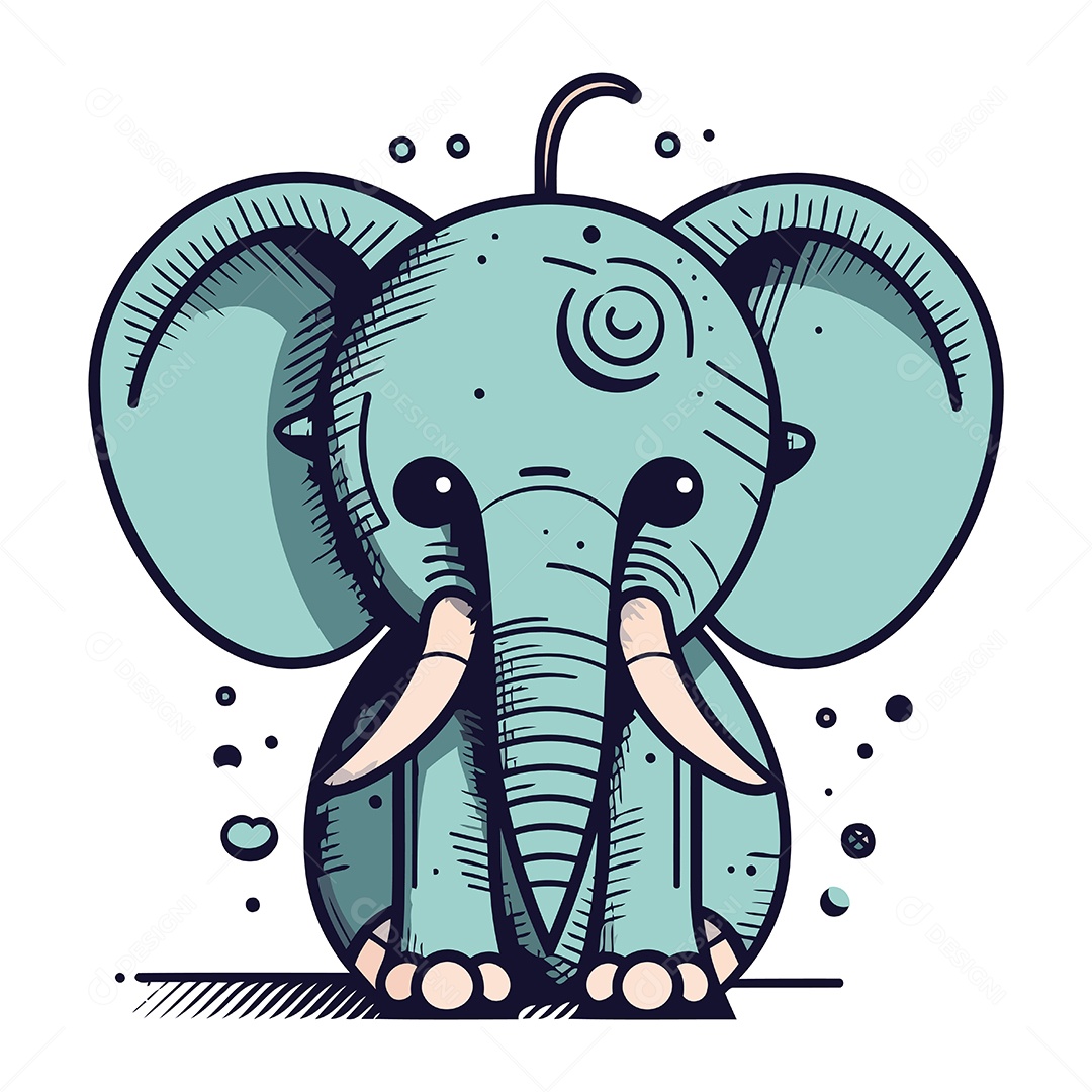 Elefante Fofo de Desenho Animado Ilustração Vetor EPS