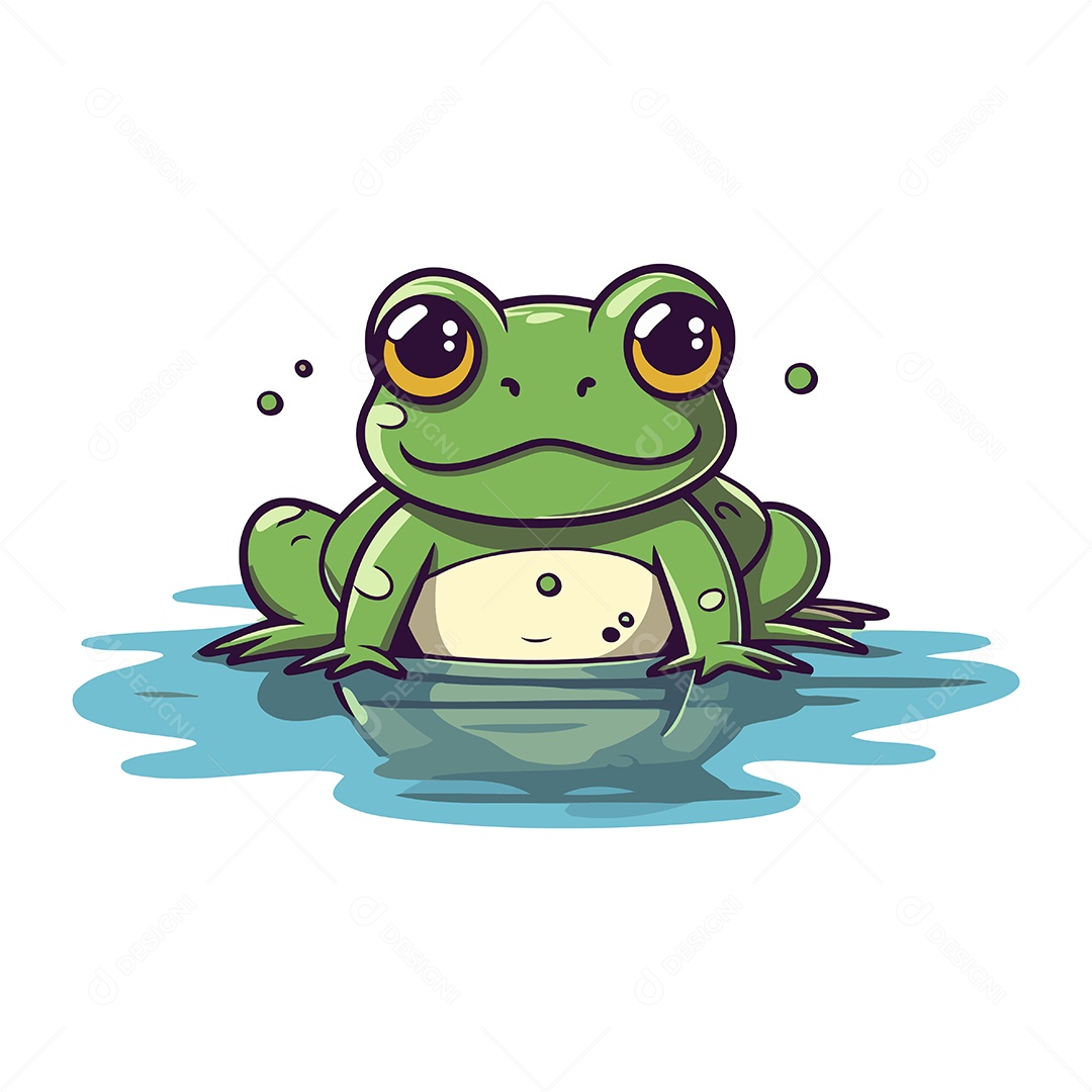 Sapo Fofo de Desenho Animado Ilustração Vetor EPS