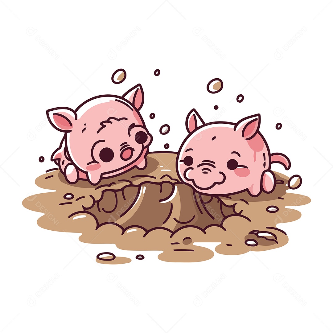 Porquinhos Fofo de Desenho Animado Ilustração Vetor EPS