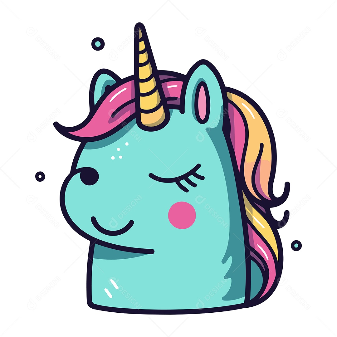 Unicórnio Fofo de Desenho Animado Ilustração Vetor EPS