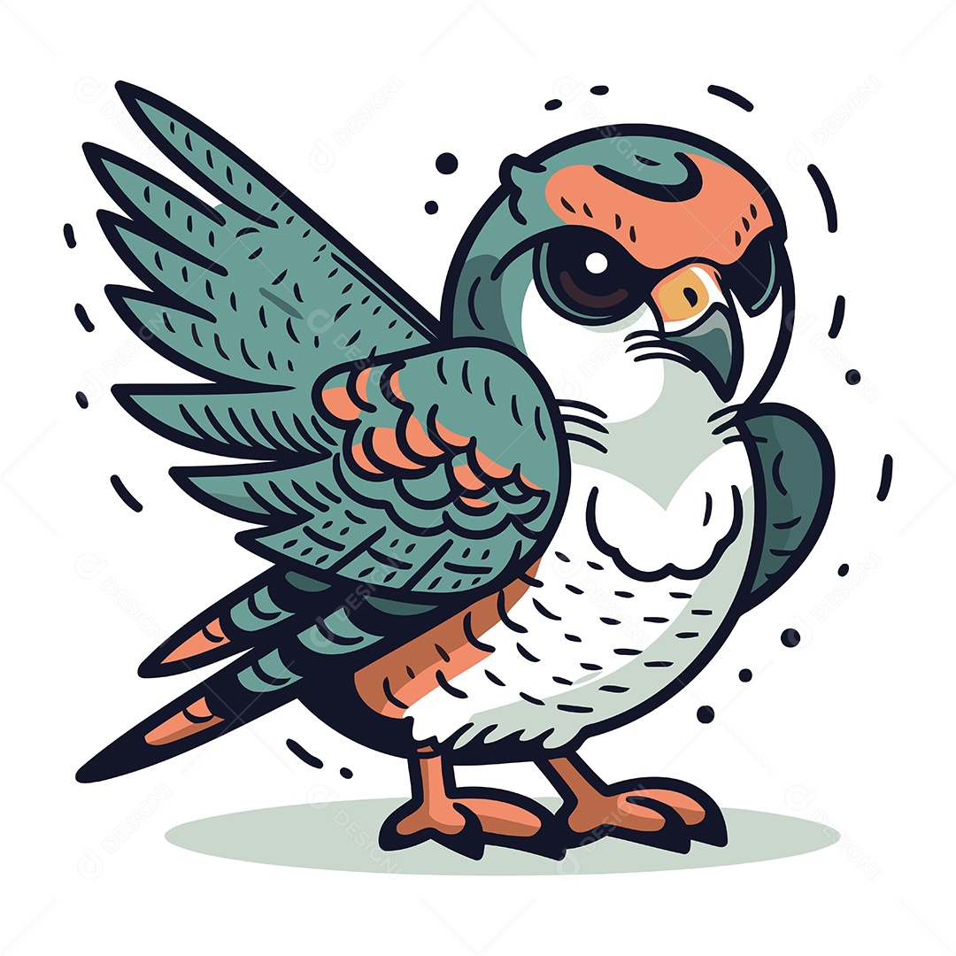 Falcão de Desenho Animado Ilustração Vetor EPS