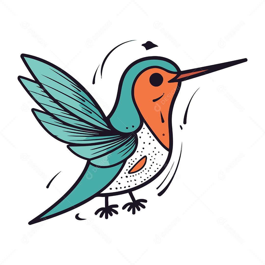 Beija Flor de Desenho Animado Ilustração Vetor EPS