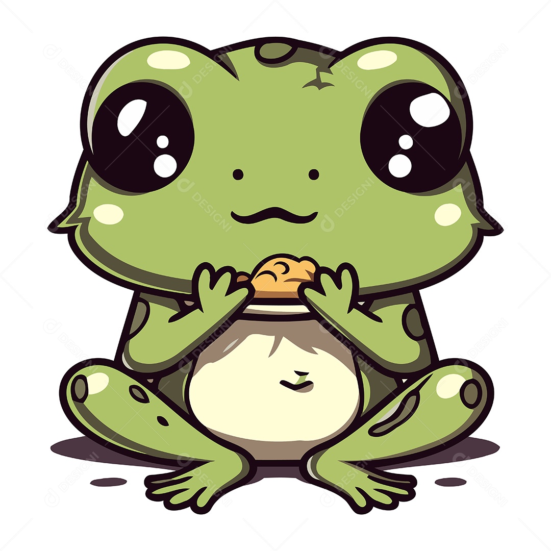 Sapo Fofo de Desenho Animado Ilustração Vetor EPS