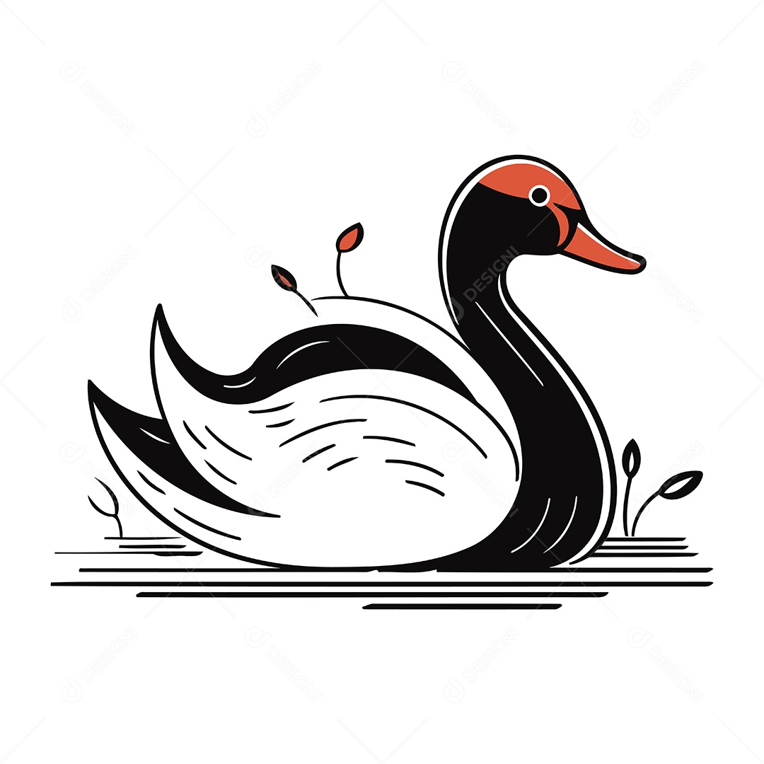 Cisne de Desenho Animado Ilustração Vetor EPS